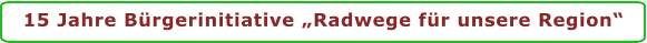 15 Jahre Bürgerinitiative „Radwege für unsere Region“